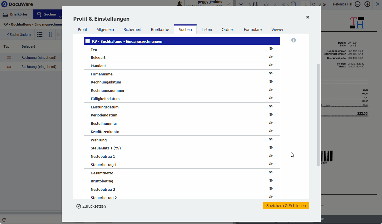 Ergebnislisten anpassen